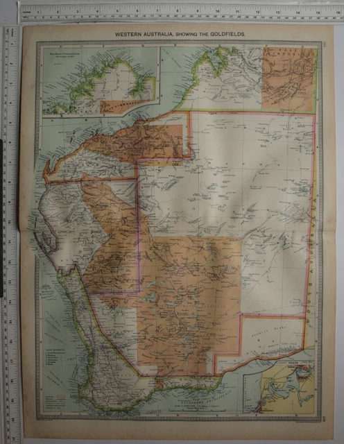 1906 Antique Map Western Australia Goldfields Perth Nelson Sussex Williams