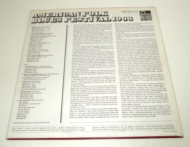 American Folk Blues Festival 1963 Fontana VA LP Memphis Slim SONNY WILLIAMSON ++ 3