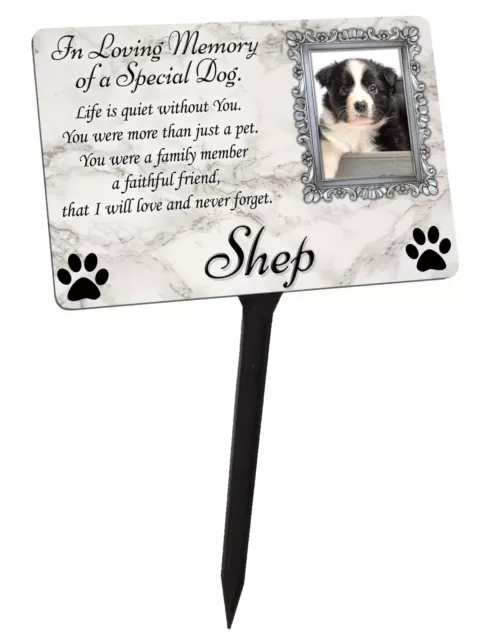 Your Photo Personalised Dog Puppy Memorial Plaque & Stake. garden grave