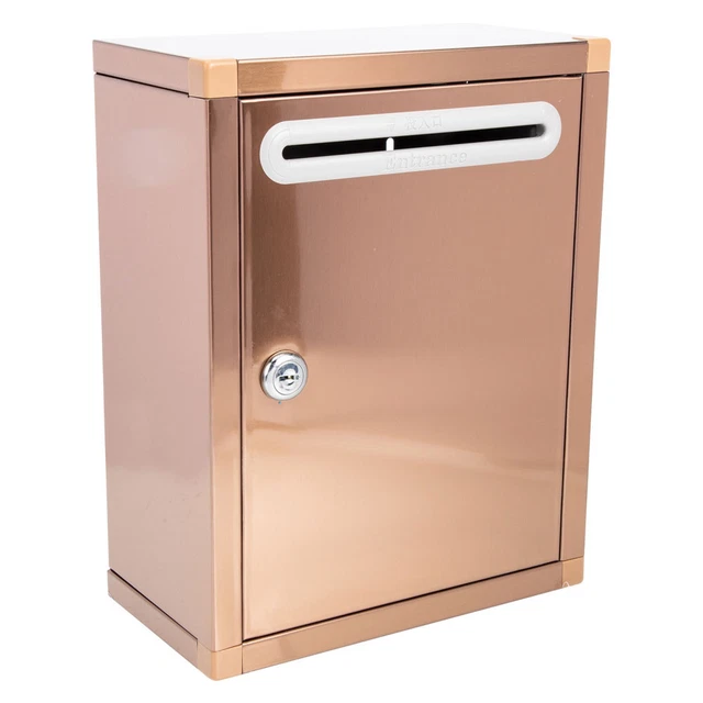 Buzón de Acero Inoxidable Caja de Almacenamiento Magnético Tarjetas de Metal Caja Dorada
