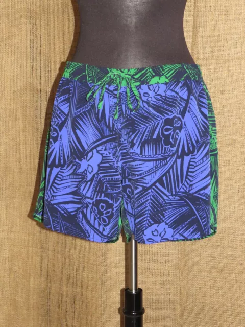 CATHERINE MALANDRINO INDIGO Blue Green Abstract Print Shorts SZ L NEW 2