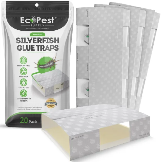 Silverfish Glue Traps – 20 Pack | Sticky Indoor Pest Control Trap for Silverfish