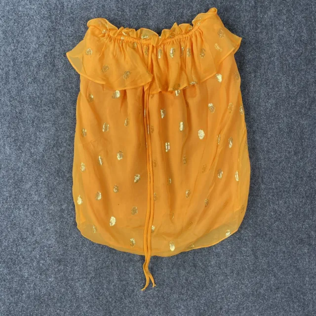 Milly Of New York Silk Cascading Ruffle Strapless Blouse Orange Size 0 EUC
