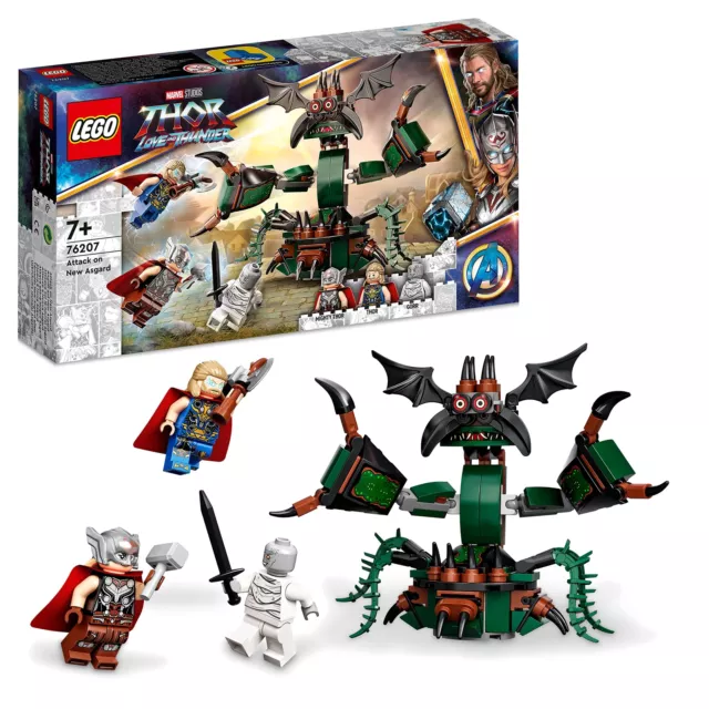 LEGO 76207 Marvel Angriff auf New Asgard, Monster und 3 Minifiguren mit Sturmbre