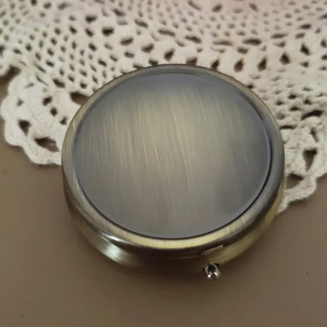 Pill Box Case Organizer Holder Decorative Metal Round Small Pocket Purse Travel