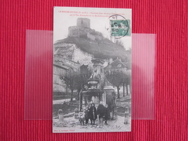 Cpa Written Timbre La Roche Guyon Fontaine La Rochefoucauld Seine Et Oise 95