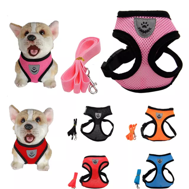 Quality Small Dog Cat Puppy Harness+Lead Pet Mesh Vest Reflective Adjustable~m' 2