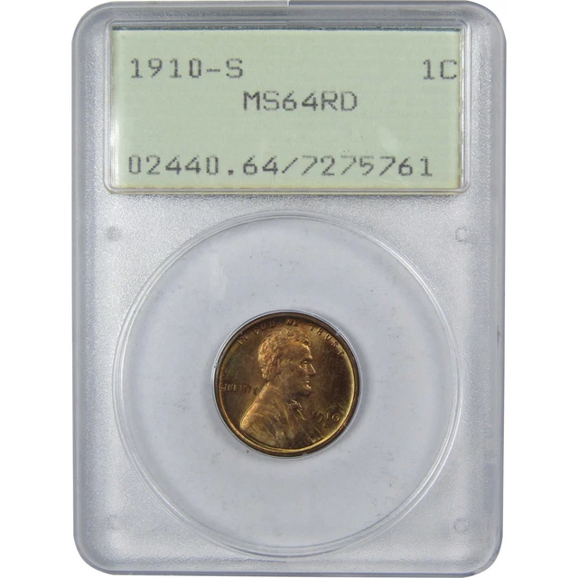 1910 S Lincoln Wheat Cent MS 64 RD PCGS Penny Uncirculated SKU:IPC6927