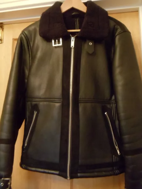 River island fleece lined jacket in black on sale