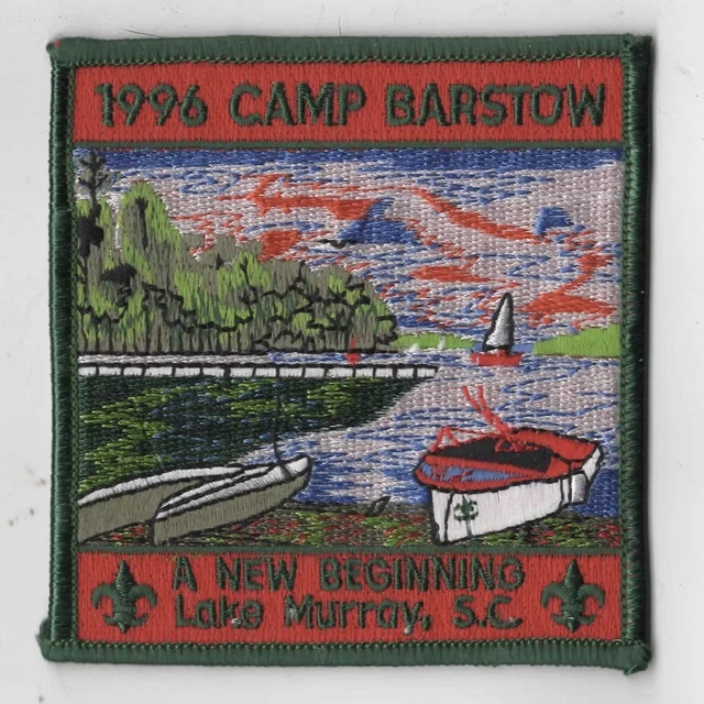 1996 CAMP BARSTOW A New Beginning Lake Murray, SC BSA patch GRN Bdr
