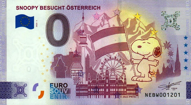 NULL EURO SCHEIN - 0 Euro - Österreich - Snoopy besucht Österreich 2023 ...