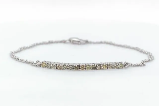 Bracciale Tennis Oro Bianco Diamanti Naturali Fancy 0,61 ct 17,5 cm AIG