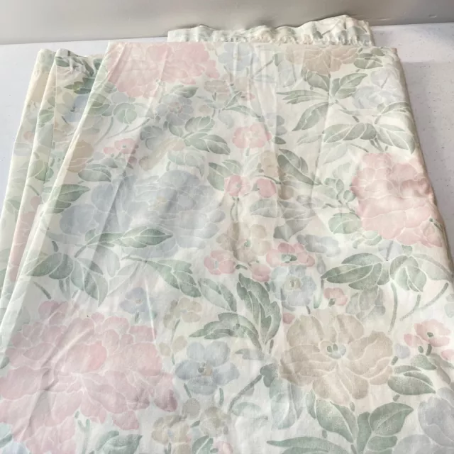 vintage lady pepperell flat sheet twin pink green flowers no iron percale