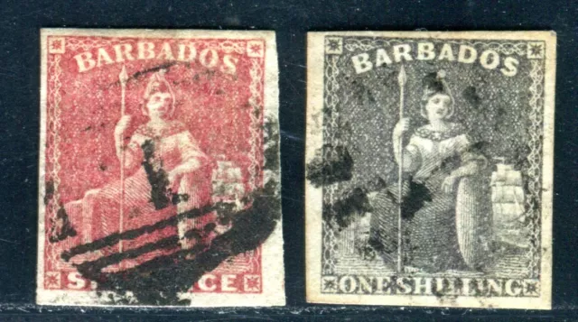 BARBADOS 1858 4-5 gestempelt gute WERTE 300€(D9822