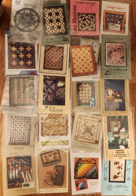 LOT OF 21 Quilt Patterns - Patchwork, Applique, 15 Full Size Quilts, Wall Hangin