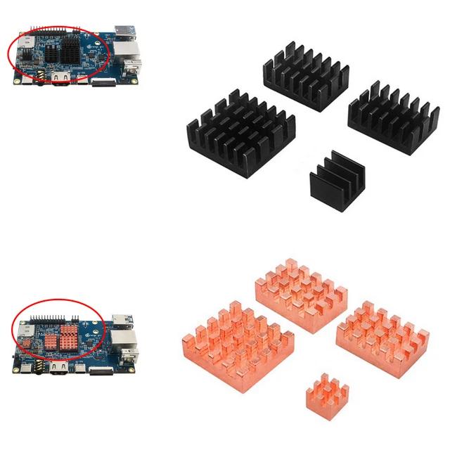 4PCS Pure Copper Heat Sinks Aluminium Heat Sinks for Orange Pi 5 Cooling sink