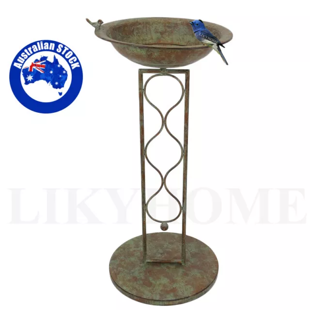 Metal Bird Feeder Stand Wild Bird Bath Garden Decor Pot Holder Antique Xmas Gift