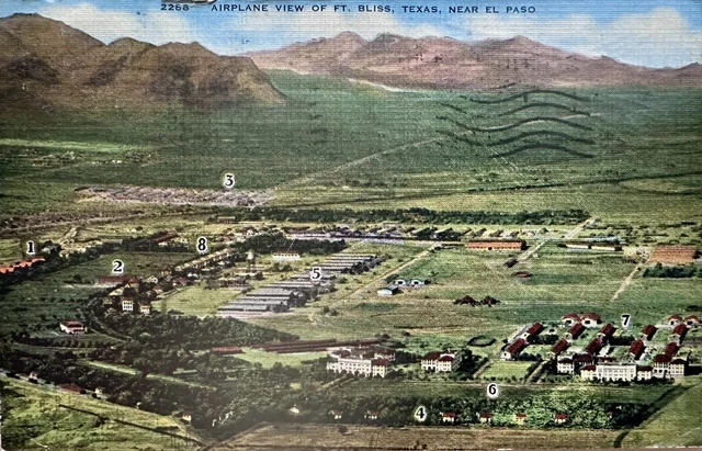 EL PASO TX - Airplane View of Ft Bliss (1943) WWII Texas Vintage Postcard