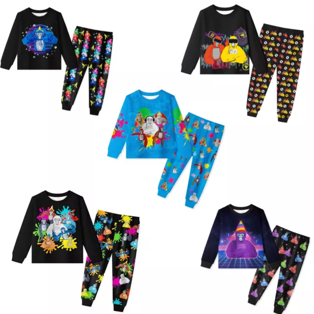 2024 Kids Gorilla Tag Long Sleeve T-shirt Pants Suits Casual Pyjamas PJ'S Outfit