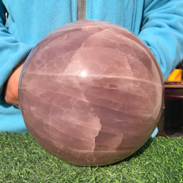 20.7LB Natural pink rose Quartz sphere Crystal Ball Mineral specimen Healing