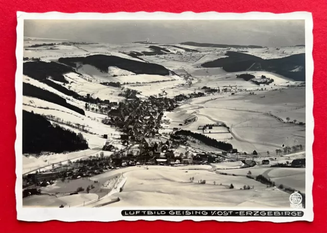 Walter Hahn Foto AK GEISING Nr. 10496 um 1930 Luftbild Winteransicht ( 112009
