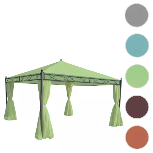 Pergola Cadiz, Garten Pavillon, stabiles 7cm-Gestell mit Seitenwand, 4x4m