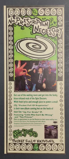 SPIN DOCTORS photo print ad 1992 Pocket Full of Kryptonite album promo [5x12]