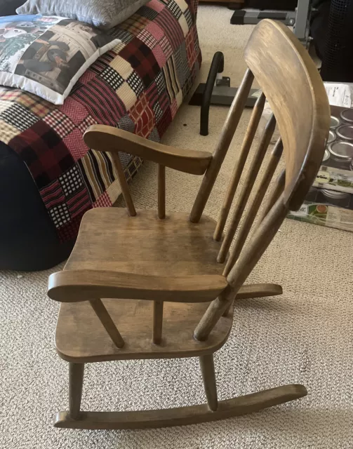 Vintage Child Rocking Chair Wood Antique 1950s or older 21x29 in great shape