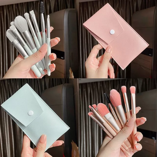 8Pcs Mini Travel Women Makeup Brush Set Portable Soft Concealer Brush With Bag