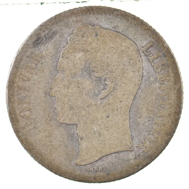 Roughly the Size of a Quarter 1945 Venezuela 1 Bolivar World Silver Coin *688