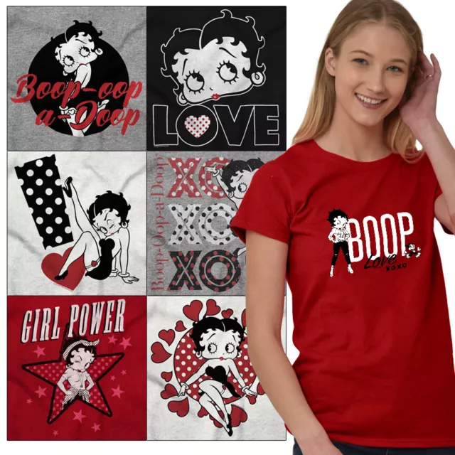 Betty Boop Vintage Valentines Day Kisses Gift Womens Short Sleeve Ladies T Shirt