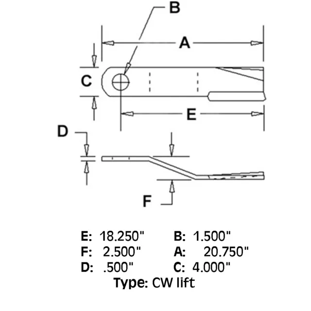 A-86665BH CW Lift Rotary Cutter Blade - Fits Bush Hog Rotary Cutter 13368 3008 +