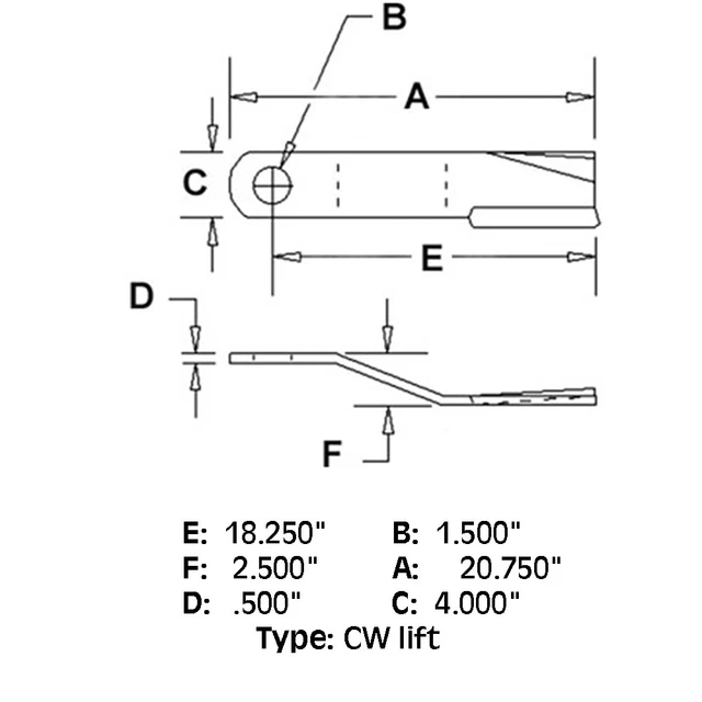 A-86665BH CW Lift Rotary Cutter Blade - Fits Bush Hog Rotary Cutter 13368 3008 +