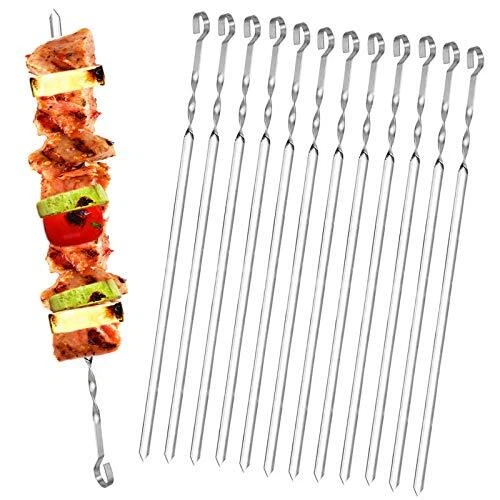 Homealexa Lot de 20 Brochettes à Viande en Acier Inoxydable pour Barbecue, Broch