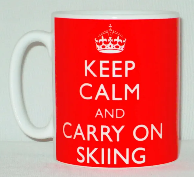 Keep Calm And Carry On Skiing Mug Can Personalise Great Skiier Dry Skis Gift Cup
