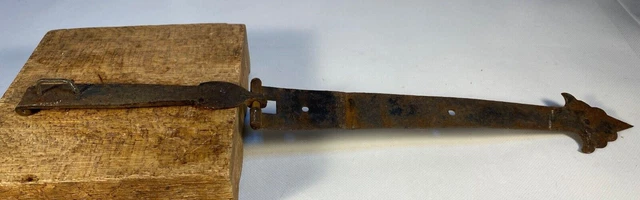 Antique/Vintage/Primitive Wrought Iron Hand Forged Barn Door Hinge &Partial Lock