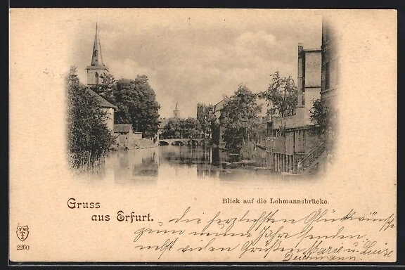 ERFURT, BLICK AUF die Lehmannsbrücke, Ansichtskarte 1899 EUR 5,00