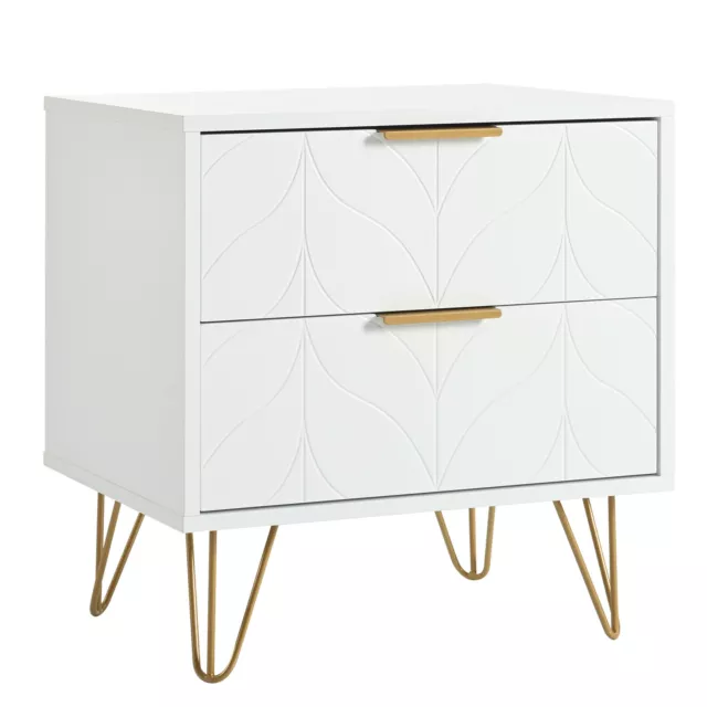 White Bedside Table Storage Cabinet Wooden Nightstand 2 Drawer Bedroom Furniture