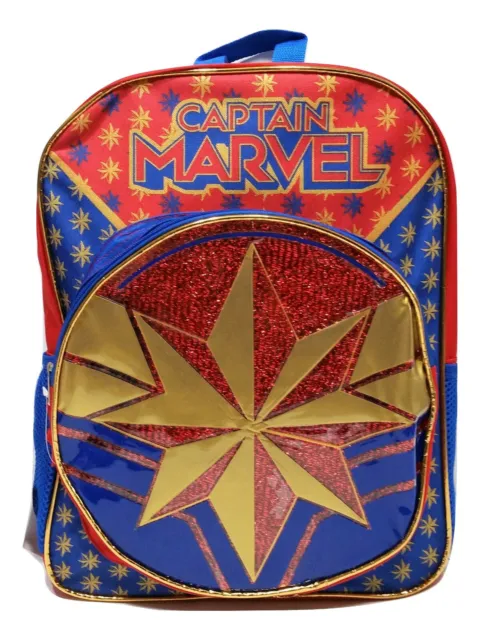 Kids Backpack Avengers Capt Marvel School Bag 16" Multi Pocket Adjust Straps