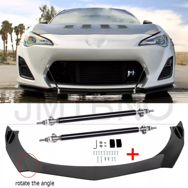 For Scion TC FR-S Carbon Fiber Front Bumper Lip Spoiler Splitter + Strut Rods US