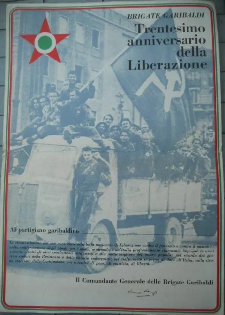 Manifesto Politico Poster 30° Anniversario Liberazione Brigata Garibaldi