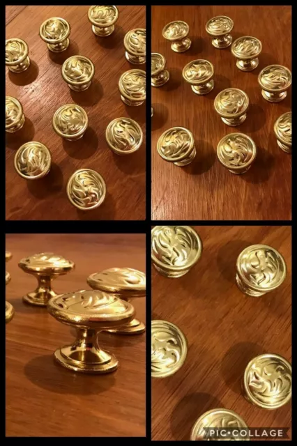 1 Knob Leaf Brass Pedestal Pulls Groove Cabinet Drawer Mid Century Vintage
