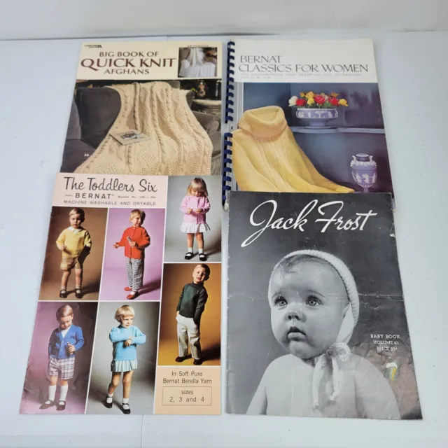 Lote de 4 Libros de Patrones de Tejer DE COLECCIÓN Niño BERNAT JACK FROST - 1950 - 1990