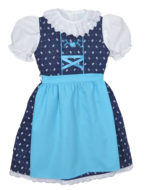 Dirndl per bambini 122 ricamo cervo in cotone 2