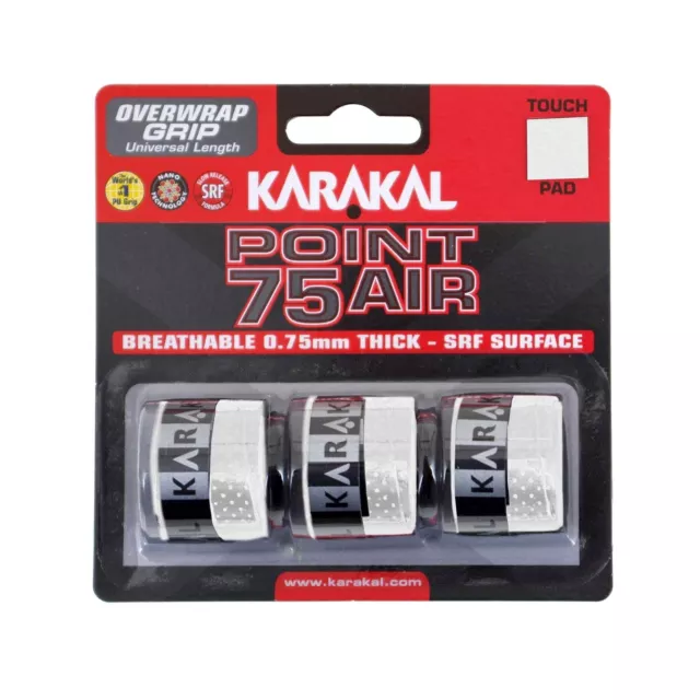 Karakal Point 75 Air Overwrap Non Slip PU Tennis Racket Grip - Pack of 3