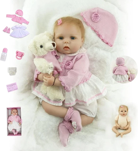 22" Reborn Dolls Lifelike Soft Vinyl Silicone Newborn Handmade Baby XMAS Gifts