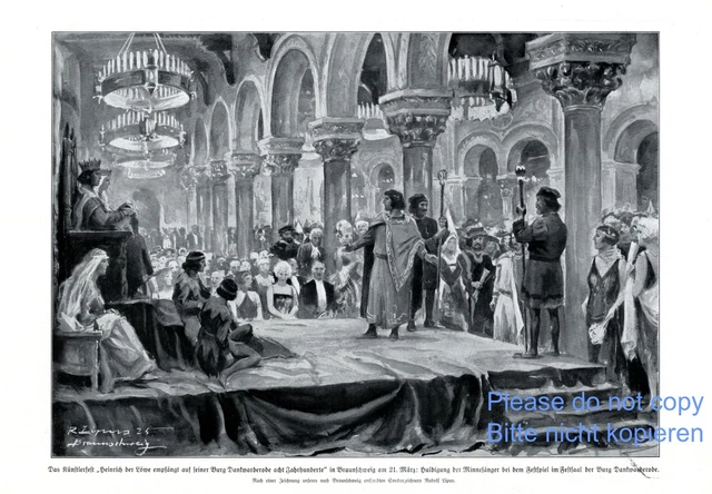 Künstlerfest Braunschweig XL Druck 1925 Heinrich der Löwe auf Burg Dankwarderode
