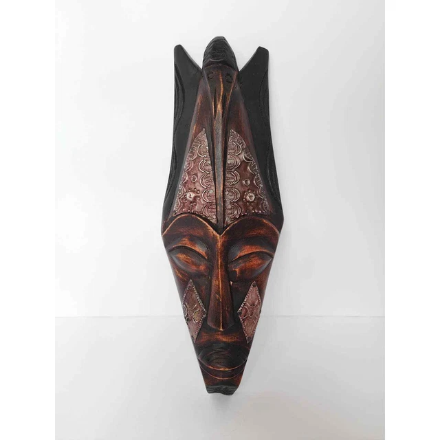 African Hand Carved Wood Mask Wall Decor Hand Made in Ghana