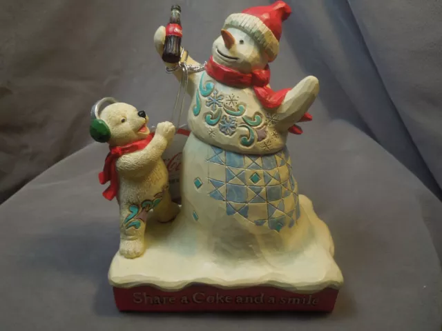 Jim Shore Coca-Cola 'Share a Coke and a Smile' Snowman & Baby Bear 4059473