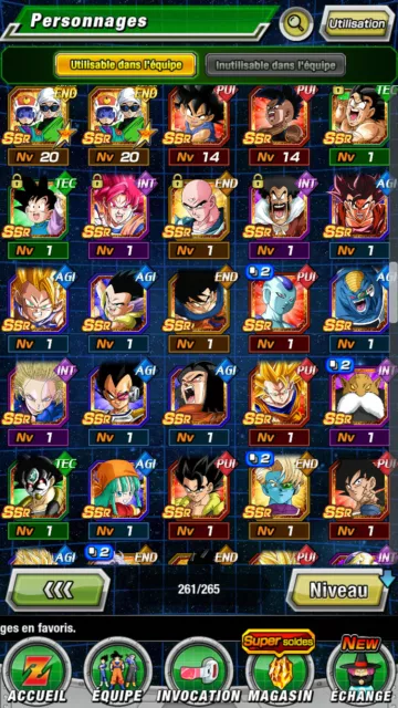 Compte Dokkan Battle Global, LVL 311, 14lr éveiller et 3 en cours